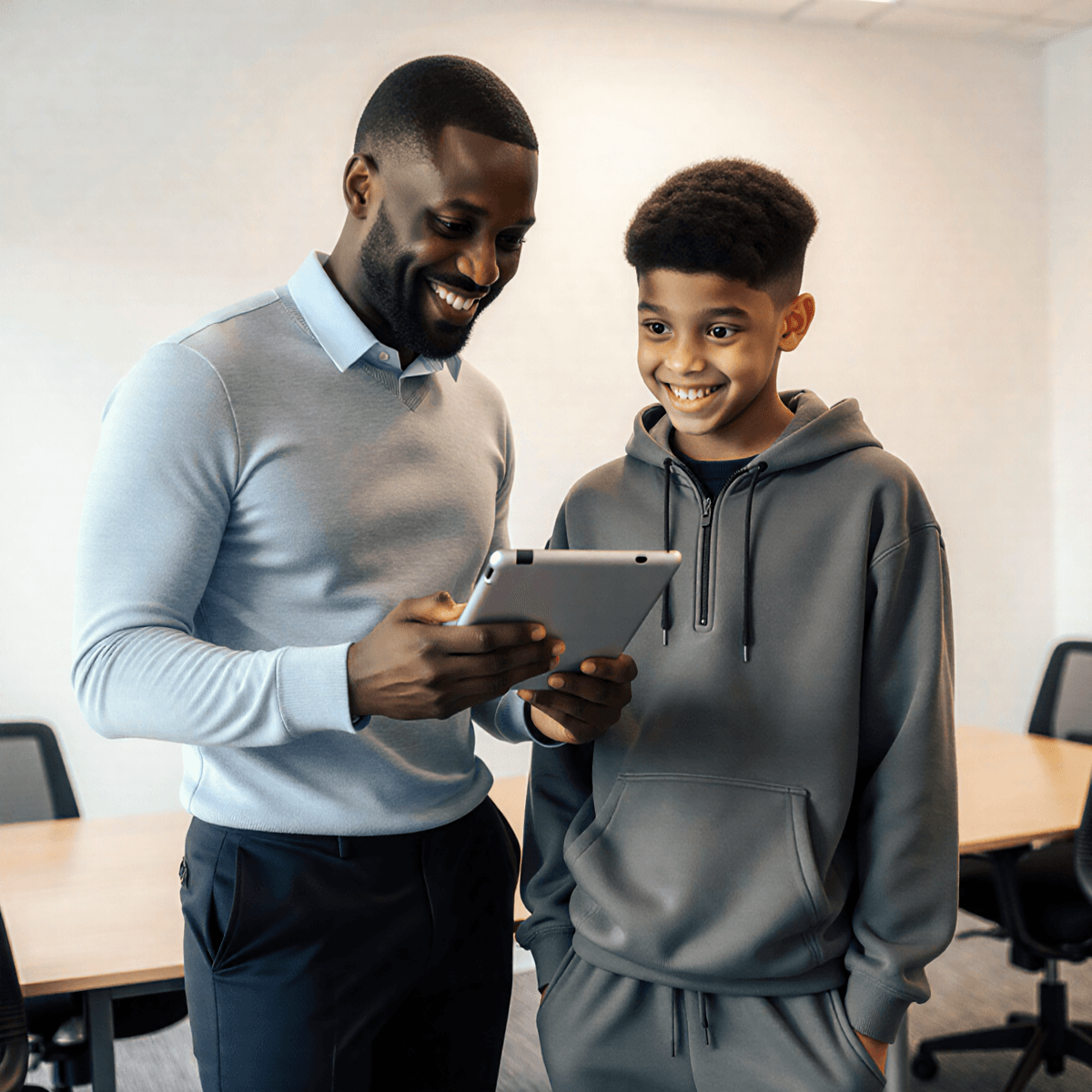 An adult supporting a young person with applied learning